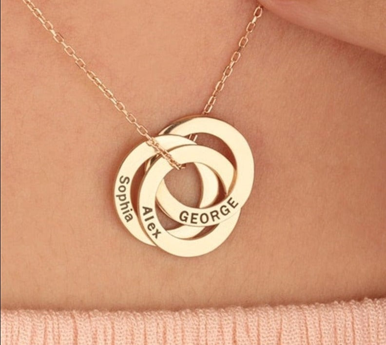 Khalee Samo Custom Circle Engraving Name Necklaces for Woman Personalized Stainless Steel Clavicle Chain Nameplate Jewelry Mother's Day Gift