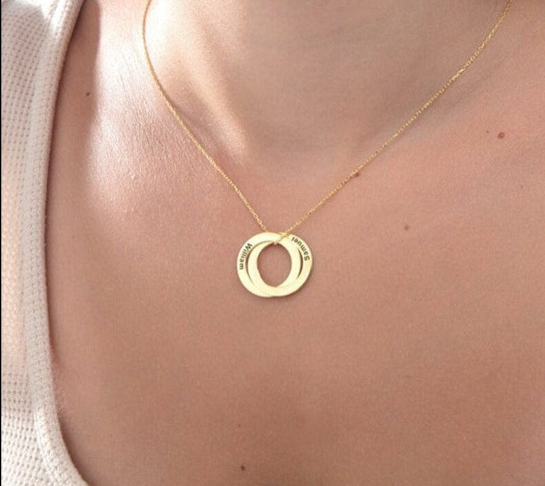Khalee Samo Custom Circle Engraving Name Necklaces for Woman Personalized Stainless Steel Clavicle Chain Nameplate Jewelry Mother's Day Gift