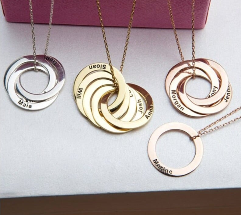 Khalee Samo Custom Circle Engraving Name Necklaces for Woman Personalized Stainless Steel Clavicle Chain Nameplate Jewelry Mother's Day Gift