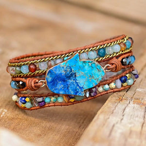 Blaue Hand der Fatima Türkis Armband | Wickelarmband | Boho