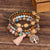 Boho Baum des Lebens Charme Perlenarmband Set - Rose - 4er Set
