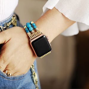 Apatit-Glanz Stretch Apple Watch Armband | Boho | 100% Handgemacht