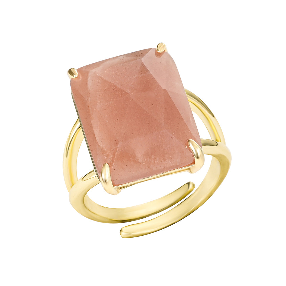 Crown Jewel Ring Pfirsich-Mondstein