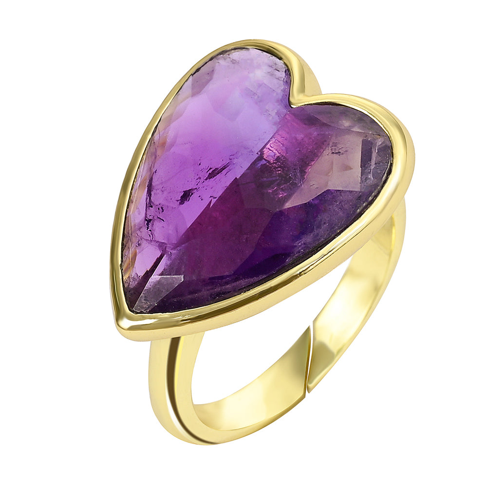 Heart Aura Ring mit Amethyst