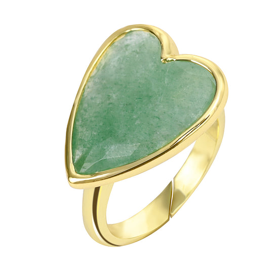 Heart Aura Ring mit Grünem Aventurin