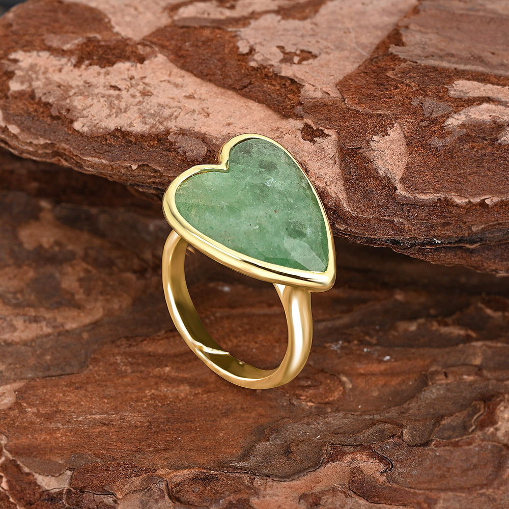 Heart Aura Ring mit Grünem Aventurin