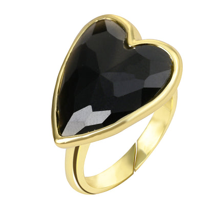 Heart Aura Ring mit Obsidian