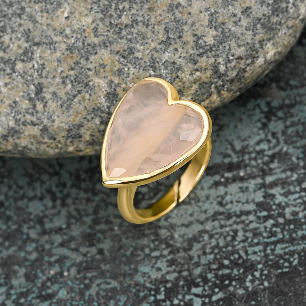 Heart Aura Ring mit Rosenquarz