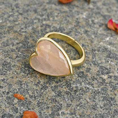 Heart Aura Ring mit Rosenquarz