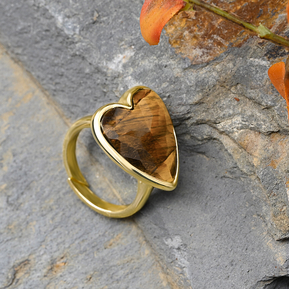 Heart Aura Ring mit Tigerauge