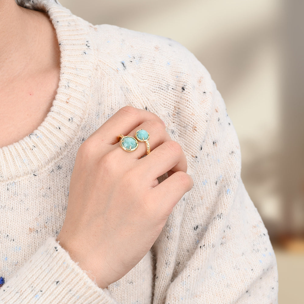 Twin Soul Ring Amazonit – Seitenansicht