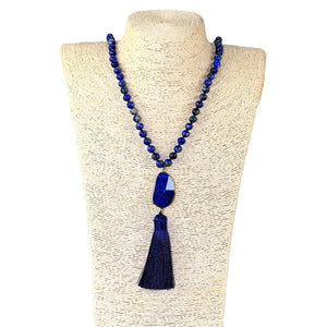 Khalee Samo 2021 Natural Stone Pendant Necklace lapis lazuli 8mm Beads Necklace Energy Necklaces wholesale