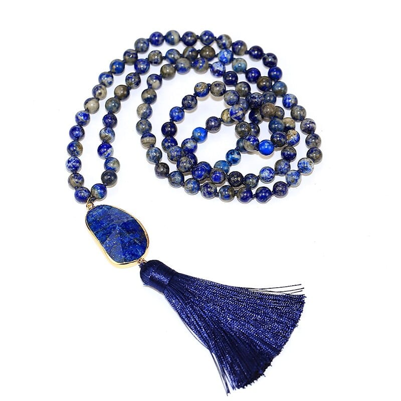 Khalee Samo 2021 Natural Stone Pendant Necklace lapis lazuli 8mm Beads Necklace Energy Necklaces wholesale