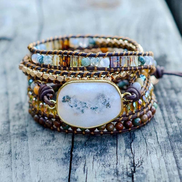 Agate Moonlight Wrap Bracelet | Boho | 100% handmade