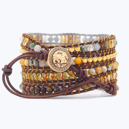 Khalee Samo Achat-Mondschein Wickelarmband | Boho | 100% Handgemacht
