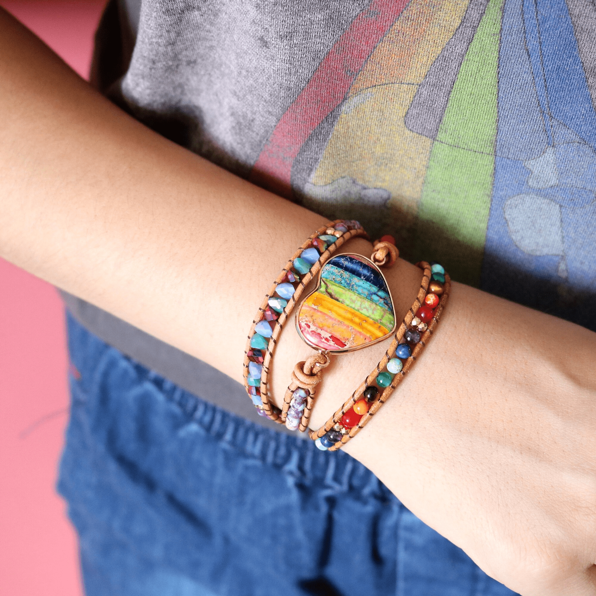 Khalee Samo Beschützendes Chakra Wickelarmband | Boho | 100% Handgemacht