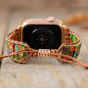 Khalee Samo Blaue Jaspis Apple Watch Wickelarmband | Boho | 100% Handgemacht