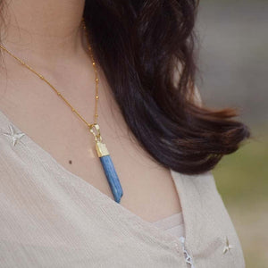 Khalee Samo Blue Stone Necklace Bohemia Pendant Necklace For Women Natural Stone Pendant Necklace