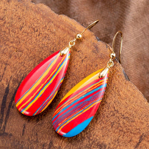 Khalee Samo Colorful Belt Water Drop Earrings Women Dangled Hook Regalite Stones