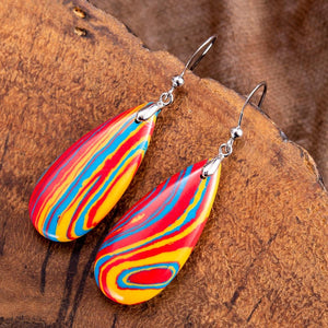 Khalee Samo Colorful Belt Water Drop Earrings Women Dangled Hook Regalite Stones