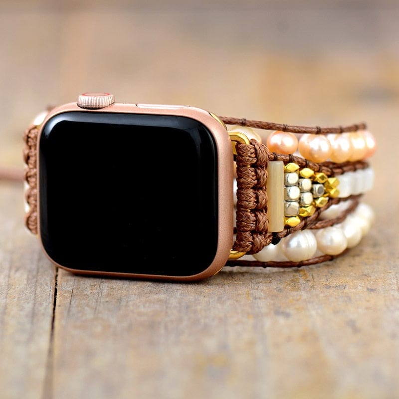 Elegant Freshwater Pearl Apple Watch Wrap Bracelet, Boho