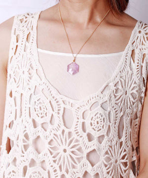 Khalee Samo Elegante Amethyst Hexagon Halskette | Boho | 100% Handgemacht