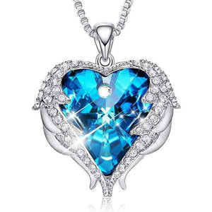 Khalee Samo Engel-Blau Engelsflügel Halskette | 925 Sterling Silber | Dein Schutzengel für unterwegs