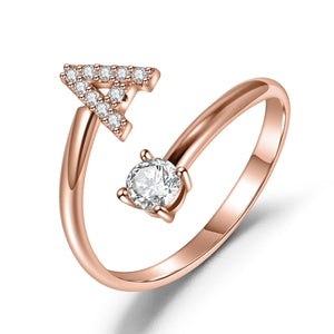 Khalee Samo Fashion A-Z 26 Letter Ring Gold Silver Rose Gold Personality Finger Rings Women Simple Elegant Jewelry Friendship Gift Wholesale