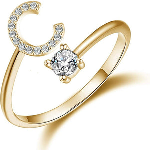 Khalee Samo C / Gold Fashion A-Z 26 Letter Ring Gold Silver Rose Gold Personality Finger Rings Women Simple Elegant Jewelry Friendship Gift Wholesale