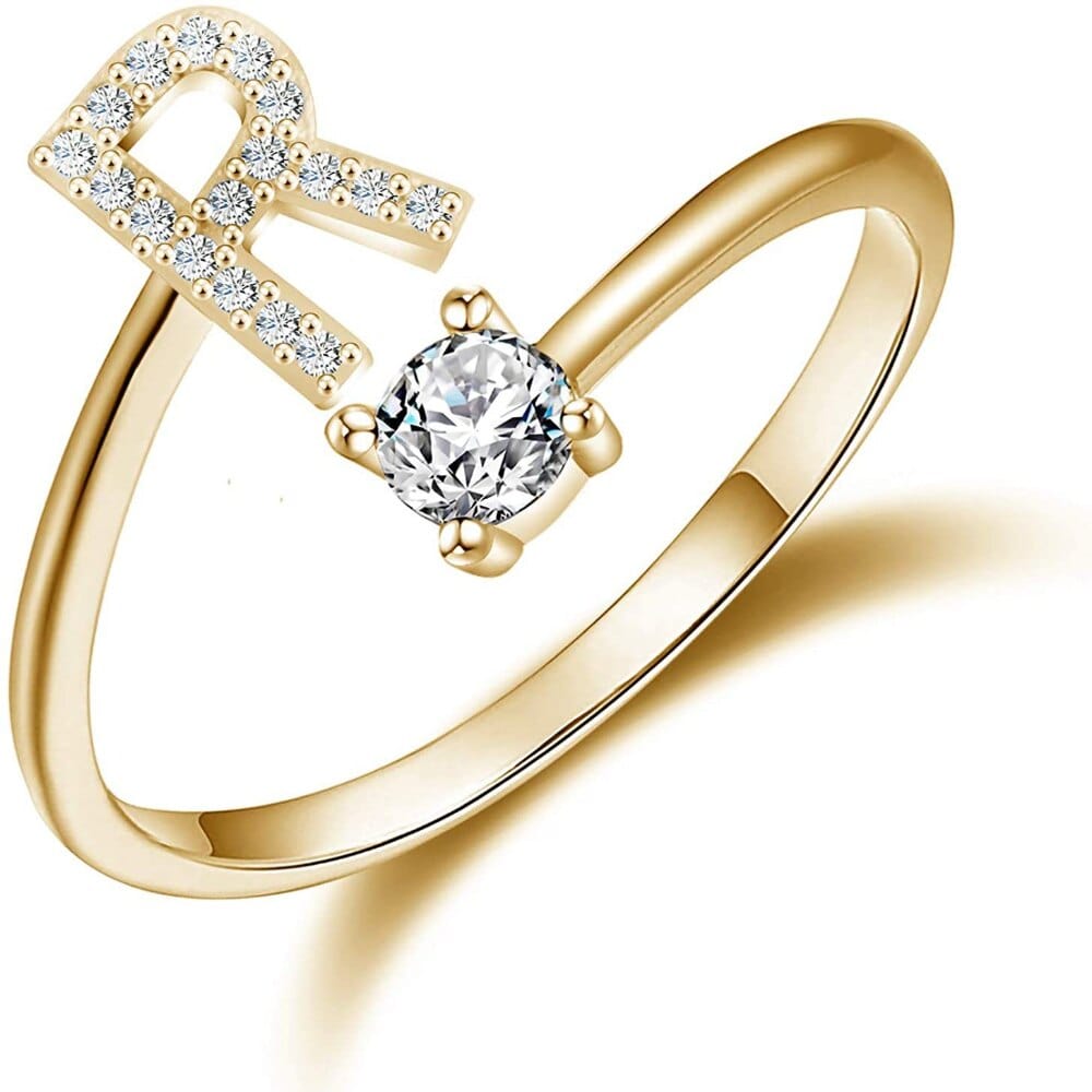 Khalee Samo R / Gold Fashion A-Z 26 Letter Ring Gold Silver Rose Gold Personality Finger Rings Women Simple Elegant Jewelry Friendship Gift Wholesale