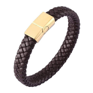 Khalee Samo Gold Lock Brown / 16,5cm Handmade Classy Leather Bracelet
