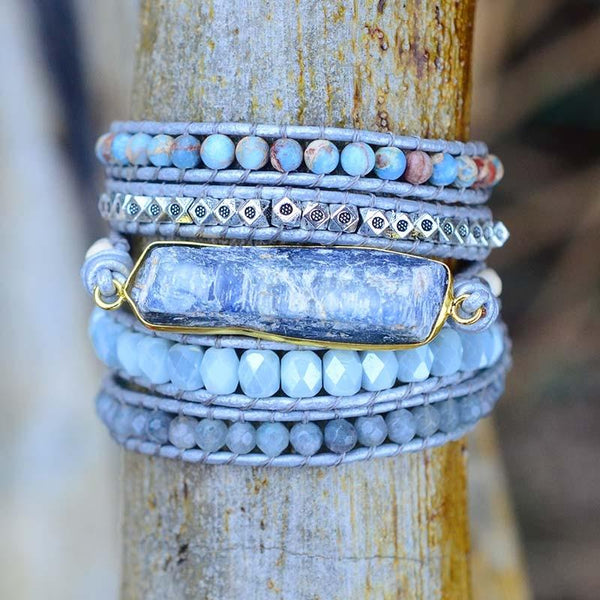 Healing Blue Topaz Wrap Bracelet | Boho | 100% handmade