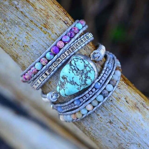 Healing Turquoise Wrap Bracelet | Boho | 100% handmade