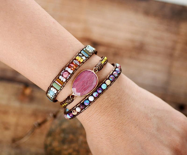 Healing rhodochrosite shop wrap bracelet