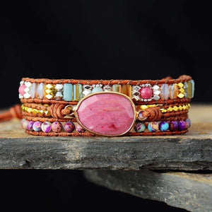 Khalee Samo Heilendes Rhodochrosit Wickelarmband | Boho | 100% Handgemacht