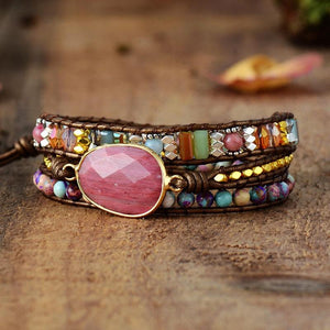 Khalee Samo Heilendes Rhodochrosit Wickelarmband | Boho | 100% Handgemacht