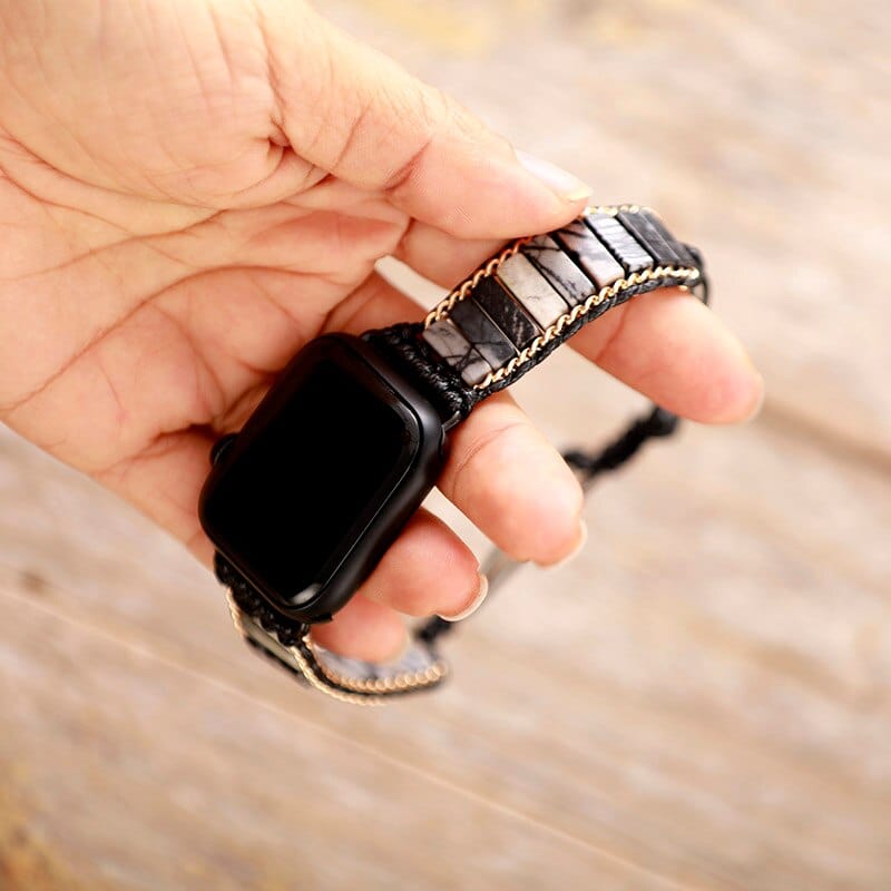 Khalee Samo Hell-Dunkel Jaspis Apple Watch Wickelarmband | Boho | 100% Handgemacht