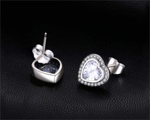 Heart Cubic Zirconia Earrings - 925 Sterling Silver