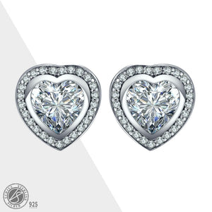 Heart Cubic Zirconia Earrings - 925 Sterling Silver
