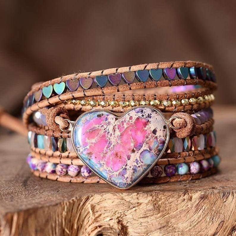 Love Protection Jasper Wrap Bracelet | Boho | 100% handmade