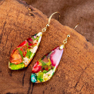 Khalee Samo Living Color Stones Dangled Hook Earrings Ladies Novelty Jewelry