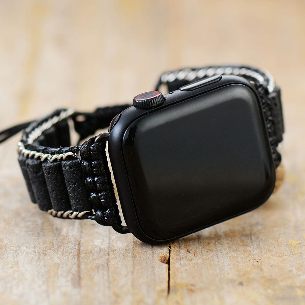 Khalee Samo Obsidian Apple Watch Wickelarmband | Boho | 100% Handgemacht