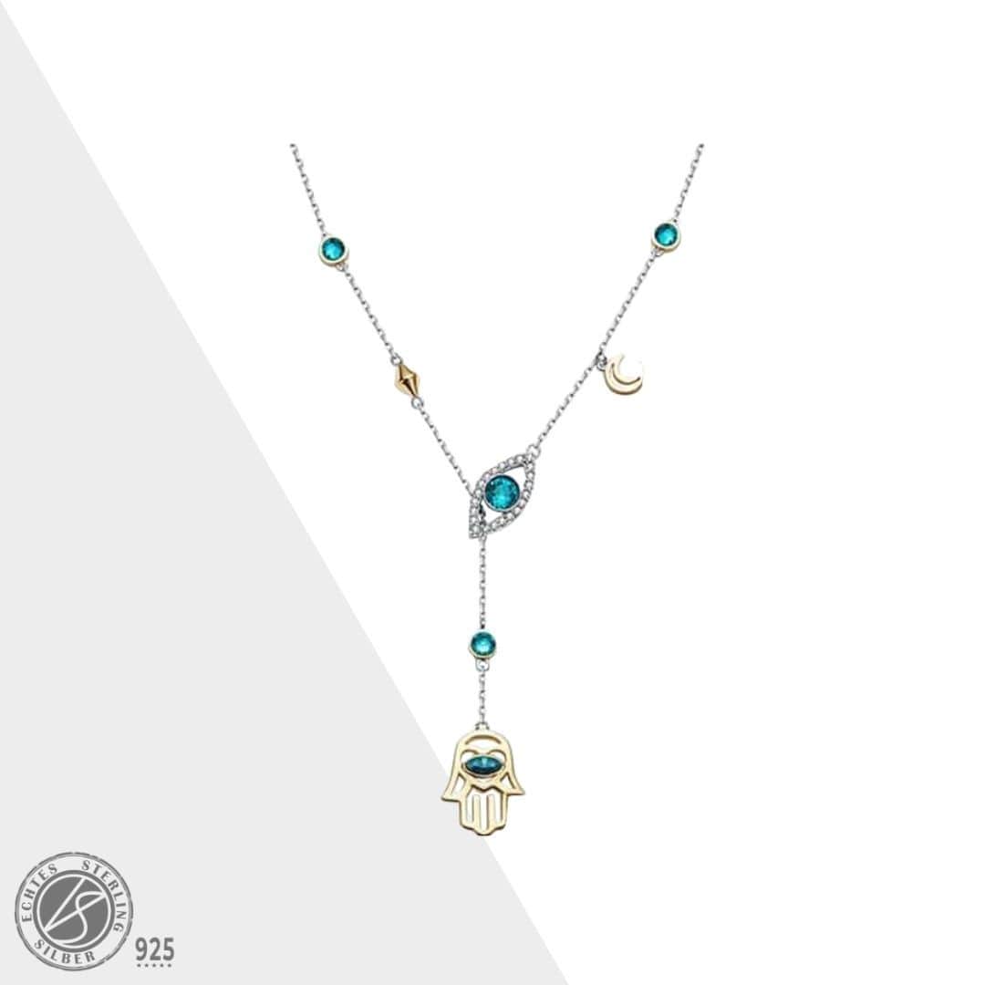 Oriental Crystal Necklace - 925 Sterling Silver