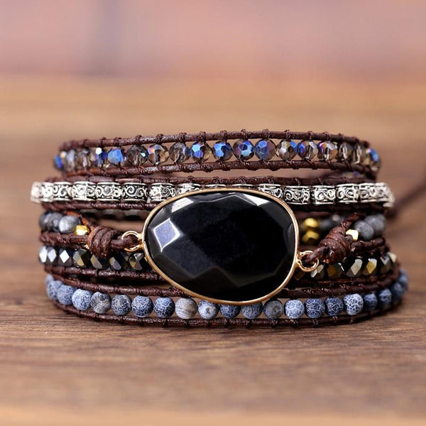 Power Onyx Wrap Bracelet | Boho | 100% handmade