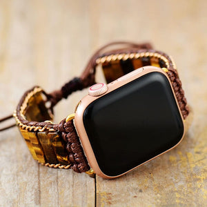 Khalee Samo Tigerauge Apple Watch Wickelarmband | Boho | 100% Handgemacht