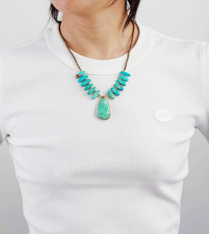 Khalee Samo Unique Natural Stones Amazonite Pendant Necklace Women Exquisite Jaspers Charm Beaded Choker Necklace OL Jewelry Gifts Wholesale