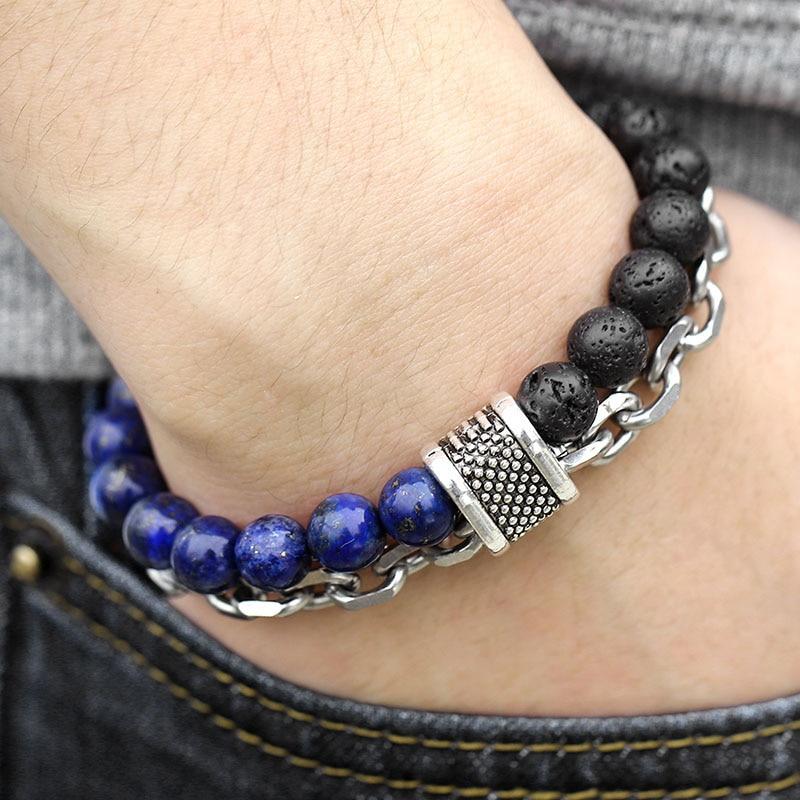DEEP BLUE men's lapis bracelet - OMYOKI designer jewelry